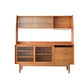 3 Drawer Side Board Adjustable Shelves Pine Solid Wood Credenza with Sliding Door
