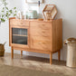 Modern Pine Solid Wood Sideboard 4-drawer Antique Finish Dining Server with Glass Door Clearhalo 'buffet_sideboard' 'Buffets & Sideboards' 'furn' 'furn_buffet_sideboard' 'Furniture' 'Kitchen & Dining Furniture' 6105017
