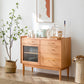 Modern Pine Solid Wood Sideboard 4-drawer Antique Finish Dining Server with Glass Door Clearhalo 'buffet_sideboard' 'Buffets & Sideboards' 'furn' 'furn_buffet_sideboard' 'Furniture' 'Kitchen & Dining Furniture' 6105021