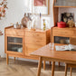 Modern Pine Solid Wood Sideboard 4-drawer Antique Finish Dining Server with Glass Door Clearhalo 'buffet_sideboard' 'Buffets & Sideboards' 'furn' 'furn_buffet_sideboard' 'Furniture' 'Kitchen & Dining Furniture' 6105029