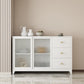 Panneau latéral blanc moderne 15,7 "W Credenza en bois d'ingénierie avec porte en verre