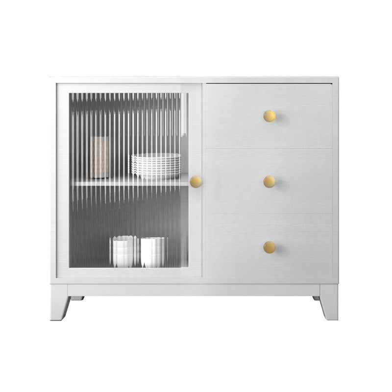 Panneau latéral blanc moderne 15,7 "W Credenza en bois d'ingénierie avec porte en verre