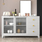 Panneau latéral blanc moderne 15,7 "W Credenza en bois d'ingénierie avec porte en verre