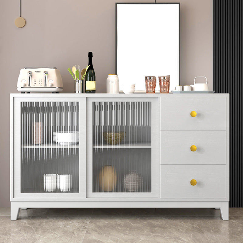 Panneau latéral blanc moderne 15,7 "W Credenza en bois d'ingénierie avec porte en verre