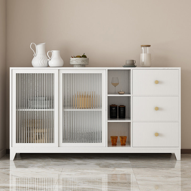 Panneau latéral blanc moderne 15,7 "W Credenza en bois d'ingénierie avec porte en verre