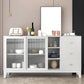 Panneau latéral blanc moderne 15,7 "W Credenza en bois d'ingénierie avec porte en verre