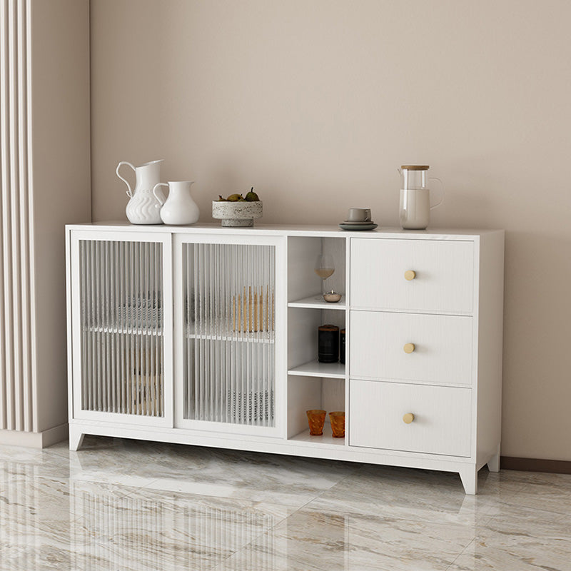 Panneau latéral blanc moderne 15,7 "W Credenza en bois d'ingénierie avec porte en verre