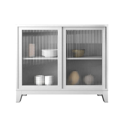Panneau latéral blanc moderne 15,7 "W Credenza en bois d'ingénierie avec porte en verre