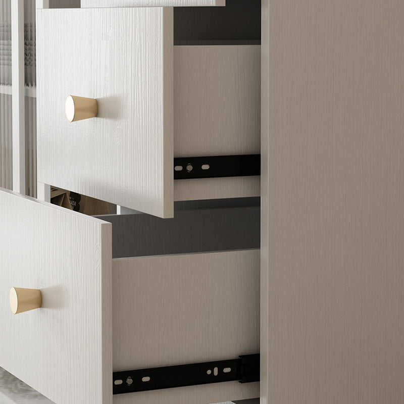 Panneau latéral blanc moderne 15,7 "W Credenza en bois d'ingénierie avec porte en verre