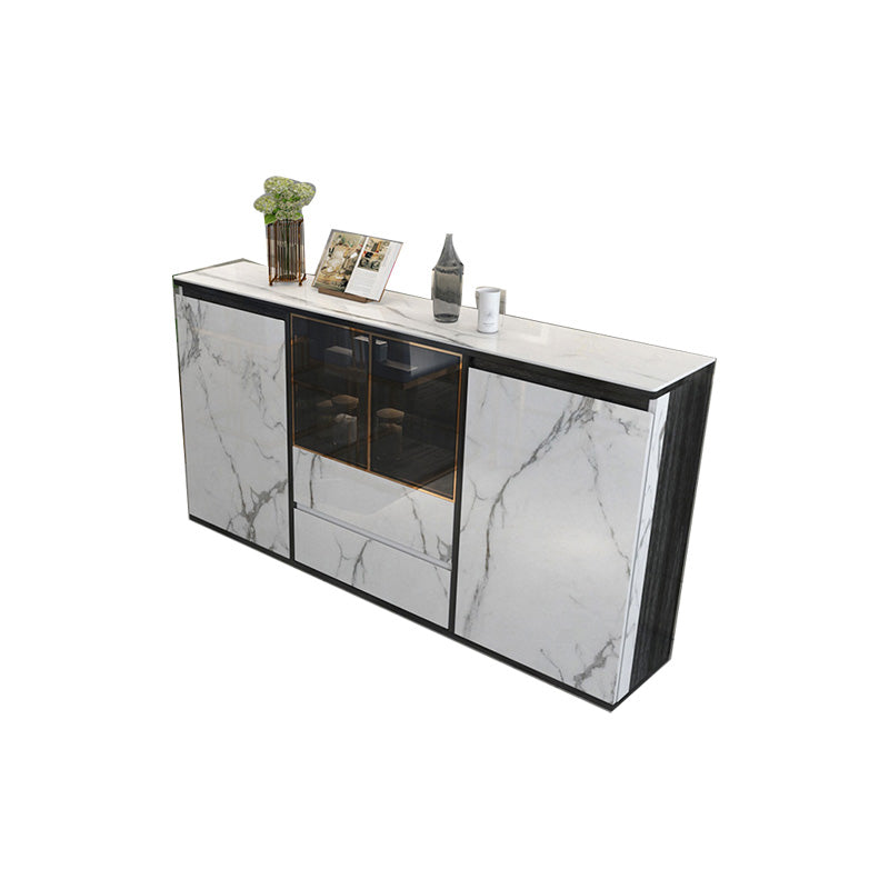 Armoires Glam Dining Buffet Portes en verre de 2 titres Buffet du buffet