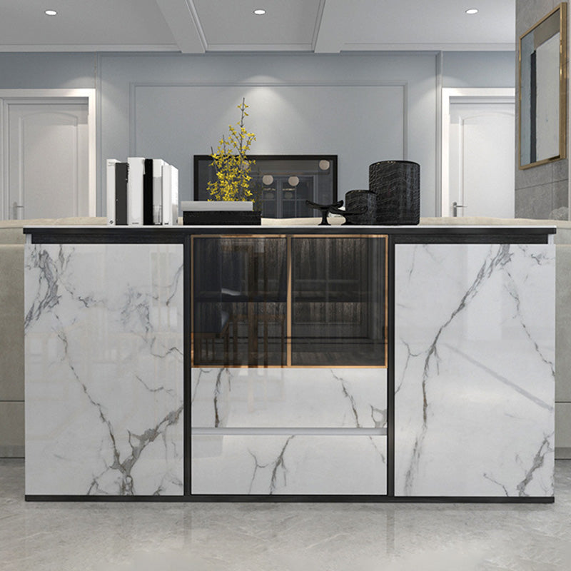 Armoires Glam Dining Buffet Portes en verre de 2 titres Buffet du buffet