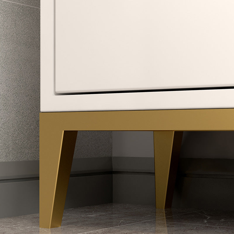 Server da pranzo del cassetto in legno ingegnerizzato bianco con gambe metalliche