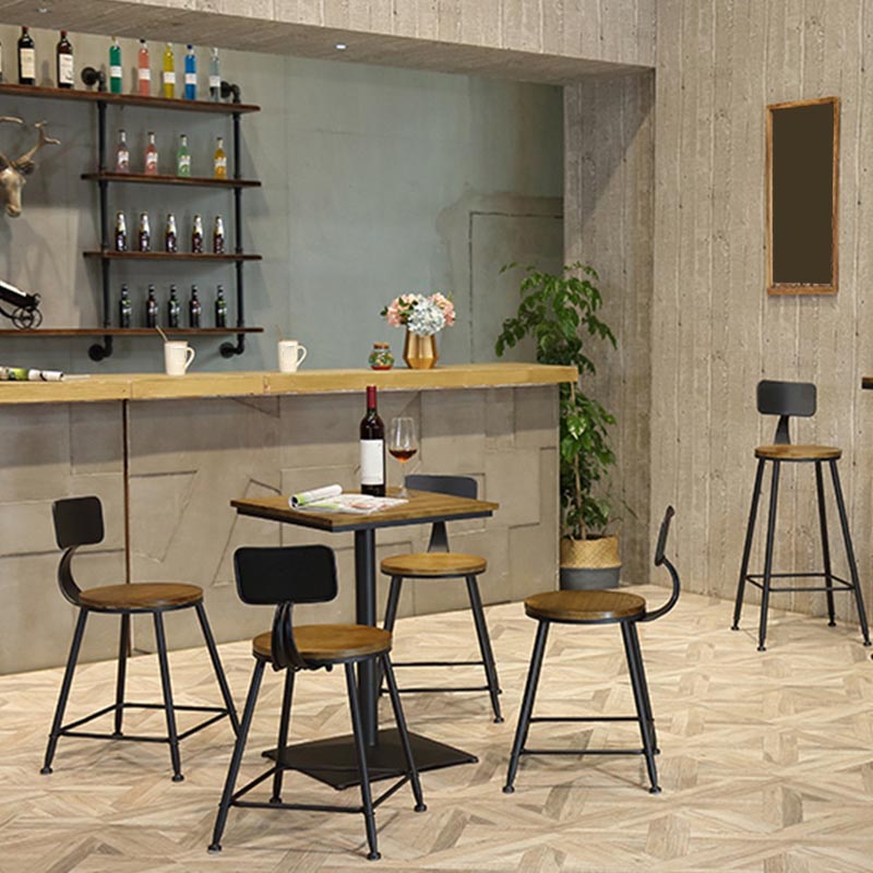 Industrial 1/3/4/5 Pieces Bar Table Set Round Pine Wood Counter Table with Stools for Cafe Clearhalo 'Bar Furniture' 'furn' 'furn_home_bar_bar_sets' 'Furniture' 'Home Bars & Bar Sets' 'home_bar_bar_sets' 'Kitchen & Dining Furniture' 6105176