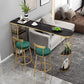 Modern 1/3 Pieces Bar Table Set Stone Counter Table with High Stools for Milk Tea Shop 3 Pieces: Black-Gold Table, 2 Gold Stools Clearhalo 'Bar Furniture' 'furn' 'furn_home_bar_bar_sets' 'Furniture' 'Home Bars & Bar Sets' 'home_bar_bar_sets' 'Kitchen & Dining Furniture' 6105470