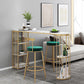 Modern 1/3 Pieces Bar Table Set Stone Counter Table with High Stools for Milk Tea Shop 3 Pieces: 1 White Gold Table, 2 Gold Stools Clearhalo 'Bar Furniture' 'furn' 'furn_home_bar_bar_sets' 'Furniture' 'Home Bars & Bar Sets' 'home_bar_bar_sets' 'Kitchen & Dining Furniture' 6105474