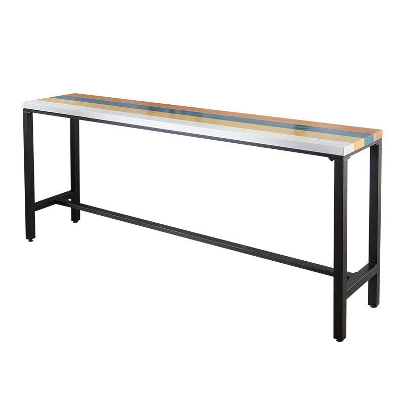 Industrial 1/5 Pieces Bar Table Set Rectangle Wood Counter Table with High Stools for Cafe White 110"L x 16"W Clearhalo 'Bar Furniture' 'furn' 'furn_home_bar_bar_sets' 'Furniture' 'Home Bars & Bar Sets' 'home_bar_bar_sets' 'Kitchen & Dining Furniture' 6105532