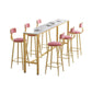 Glam Style Rectangle Bar Table 1/2/7 Pieces Faux Marble Counter Table 7 Pieces: Table, 6 Pink Stools Clearhalo 'Bar Furniture' 'furn' 'furn_home_bar_bar_sets' 'Furniture' 'Home Bars & Bar Sets' 'home_bar_bar_sets' 'Kitchen & Dining Furniture' 6105556