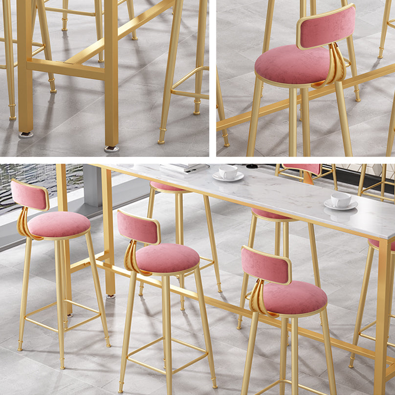 Glam Style Rectangle Bar Table 1/2/7 Pieces Faux Marble Counter Table Clearhalo 'Bar Furniture' 'furn' 'furn_home_bar_bar_sets' 'Furniture' 'Home Bars & Bar Sets' 'home_bar_bar_sets' 'Kitchen & Dining Furniture' 6105557