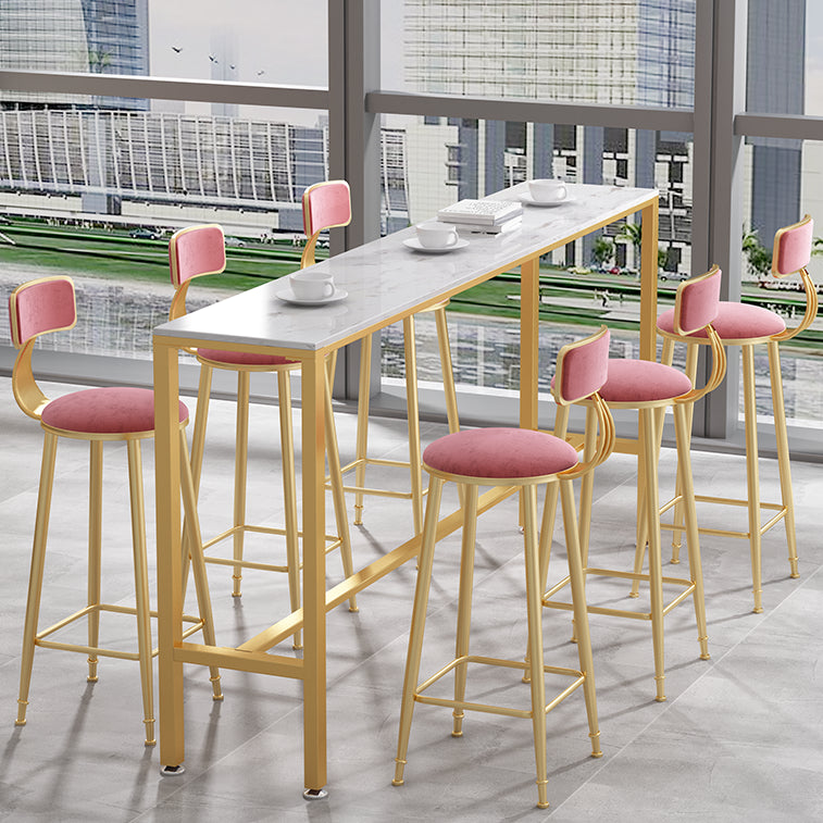 Glam Style Rectangle Bar Table 1/2/7 Pieces Faux Marble Counter Table Clearhalo 'Bar Furniture' 'furn' 'furn_home_bar_bar_sets' 'Furniture' 'Home Bars & Bar Sets' 'home_bar_bar_sets' 'Kitchen & Dining Furniture' 6105559