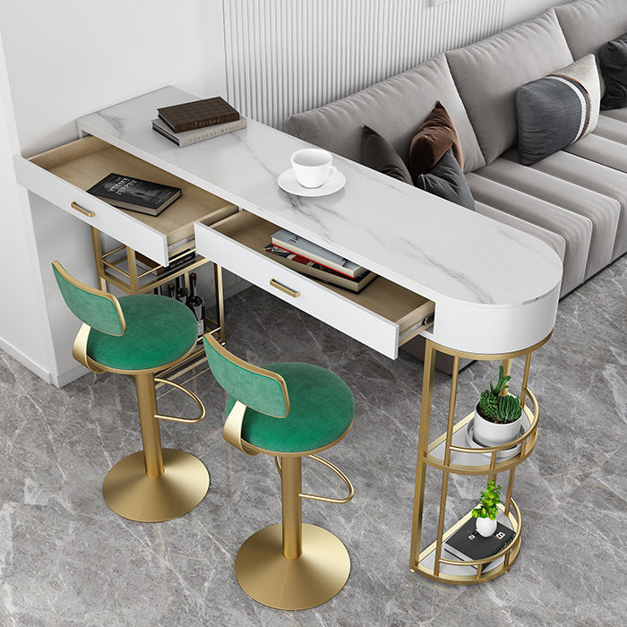 Glam Style Stone Bar Table 1/3/4 Pieces Counter Table with Upholstered Stools Clearhalo 'Bar Furniture' 'furn' 'furn_home_bar_bar_sets' 'Furniture' 'Home Bars & Bar Sets' 'home_bar_bar_sets' 'Kitchen & Dining Furniture' 6105606