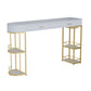 Glam Style Stone Bar Table 1/3/4 Pieces Counter Table with Upholstered Stools White-Gold 55"L x 16"W Clearhalo 'Bar Furniture' 'furn' 'furn_home_bar_bar_sets' 'Furniture' 'Home Bars & Bar Sets' 'home_bar_bar_sets' 'Kitchen & Dining Furniture' 6105615