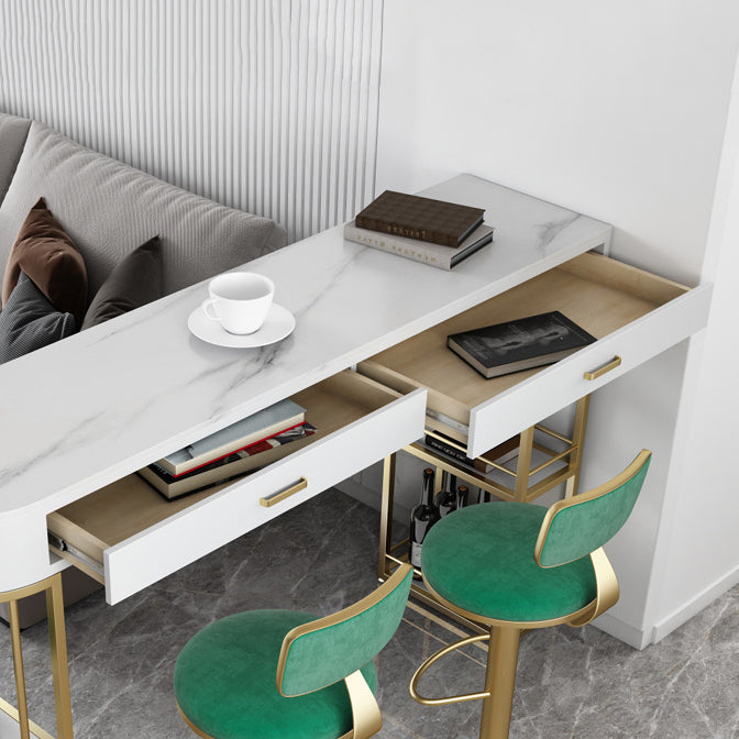 Glam Style Stone Bar Table 1/3/4 Pieces Counter Table with Upholstered Stools Clearhalo 'Bar Furniture' 'furn' 'furn_home_bar_bar_sets' 'Furniture' 'Home Bars & Bar Sets' 'home_bar_bar_sets' 'Kitchen & Dining Furniture' 6105616