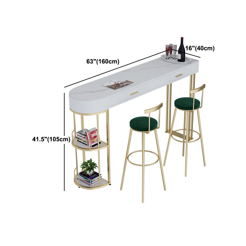 Glam Style Stone Bar Table 1/3/4 Pieces Counter Table with Upholstered Stools Clearhalo 'Bar Furniture' 'furn' 'furn_home_bar_bar_sets' 'Furniture' 'Home Bars & Bar Sets' 'home_bar_bar_sets' 'Kitchen & Dining Furniture' 6105621