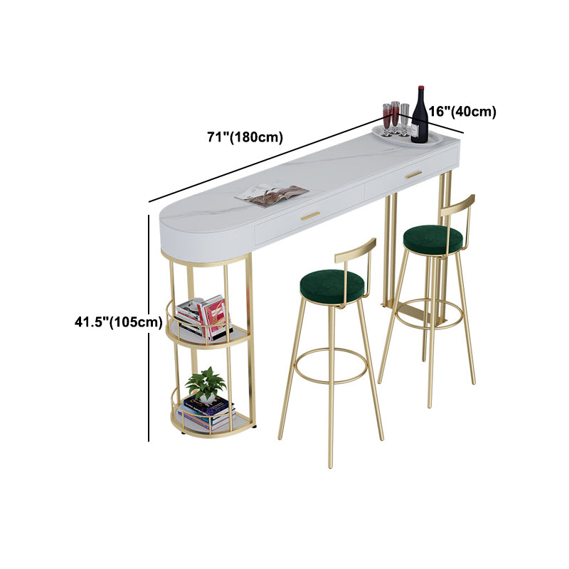 Glam Style Stone Bar Table 1/3/4 Pieces Counter Table with Upholstered Stools Clearhalo 'Bar Furniture' 'furn' 'furn_home_bar_bar_sets' 'Furniture' 'Home Bars & Bar Sets' 'home_bar_bar_sets' 'Kitchen & Dining Furniture' 6105622
