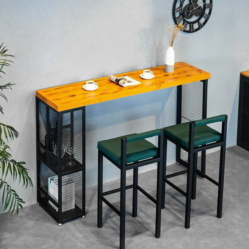 Industrial Rectangle Bar Set 1/3/5 Pieces Pine Wood Top Pub Table Set for Small Places 3 Pieces: Table, 2 Stools Clearhalo 'Bar Furniture' 'furn' 'furn_home_bar_bar_sets' 'Furniture' 'Home Bars & Bar Sets' 'home_bar_bar_sets' 'Kitchen & Dining Furniture' 6105630