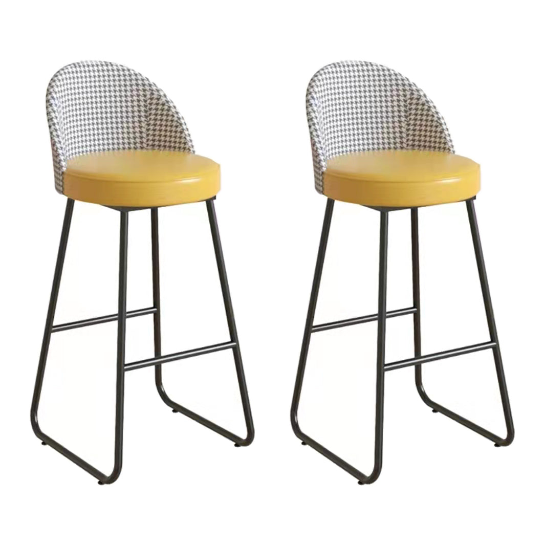 Industrial Round Bar Table Set 1/2/3 Pieces Stone Counter Table with Solid Back Stools Yellow 30"H Stools (Set of 2) Clearhalo 'Bar Furniture' 'furn' 'furn_home_bar_bar_sets' 'Furniture' 'Home Bars & Bar Sets' 'home_bar_bar_sets' 'Kitchen & Dining Furniture' 6105645