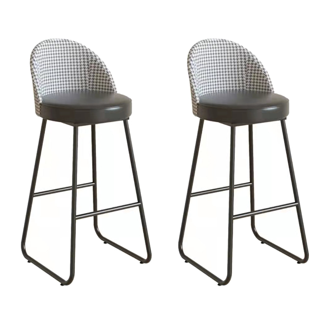 Industrial Round Bar Table Set 1/2/3 Pieces Stone Counter Table with Solid Back Stools Black 30"H Stools (Set of 2) Clearhalo 'Bar Furniture' 'furn' 'furn_home_bar_bar_sets' 'Furniture' 'Home Bars & Bar Sets' 'home_bar_bar_sets' 'Kitchen & Dining Furniture' 6105647