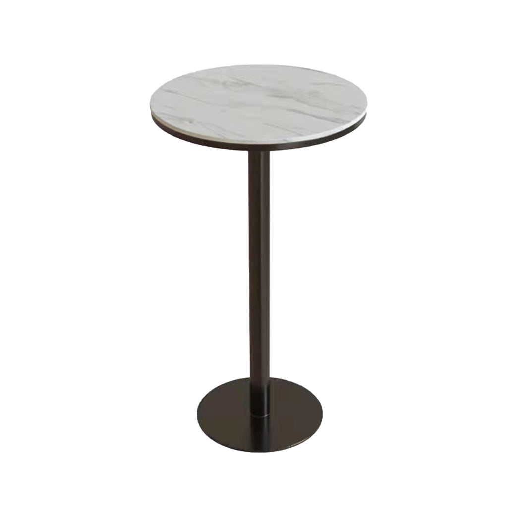 Industrial Round Bar Table Set 1/2/3 Pieces Stone Counter Table with Solid Back Stools White 24"L x 24"W Clearhalo 'Bar Furniture' 'furn' 'furn_home_bar_bar_sets' 'Furniture' 'Home Bars & Bar Sets' 'home_bar_bar_sets' 'Kitchen & Dining Furniture' 6105652