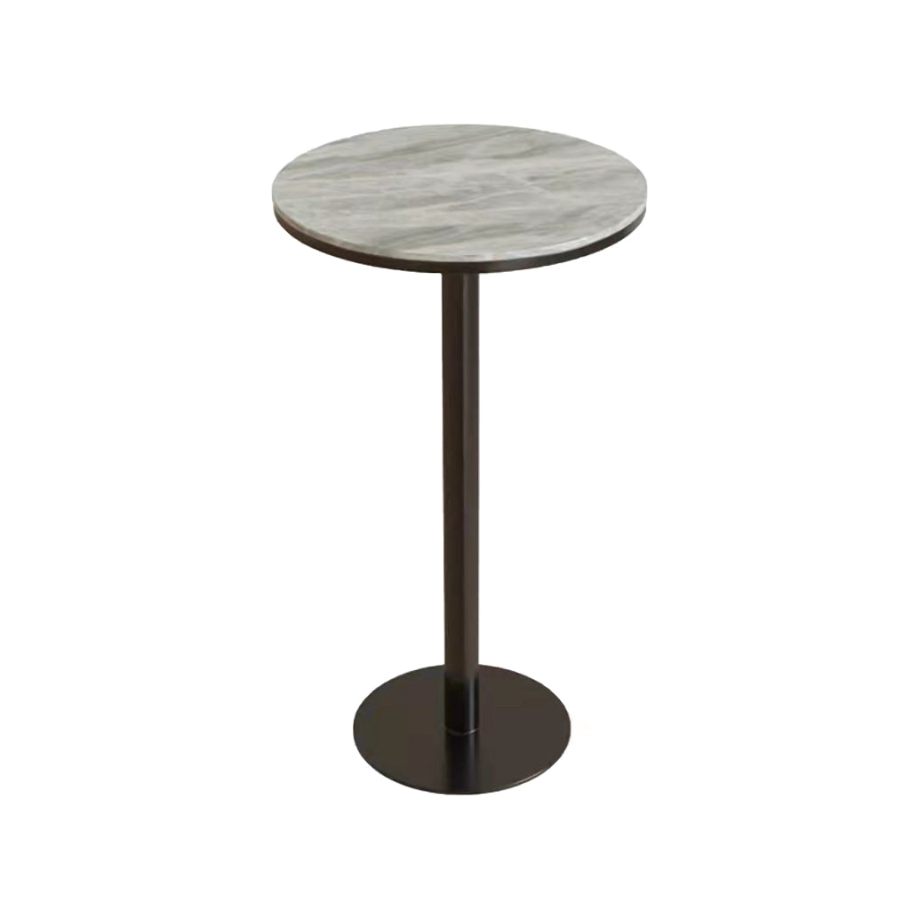 Industrial Round Bar Table Set 1/2/3 Pieces Stone Counter Table with Solid Back Stools Gray 24"L x 24"W Clearhalo 'Bar Furniture' 'furn' 'furn_home_bar_bar_sets' 'Furniture' 'Home Bars & Bar Sets' 'home_bar_bar_sets' 'Kitchen & Dining Furniture' 6105653
