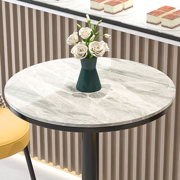 Industrial Round Bar Table Set 1/2/3 Pieces Stone Counter Table with Solid Back Stools Clearhalo 'Bar Furniture' 'furn' 'furn_home_bar_bar_sets' 'Furniture' 'Home Bars & Bar Sets' 'home_bar_bar_sets' 'Kitchen & Dining Furniture' 6105655
