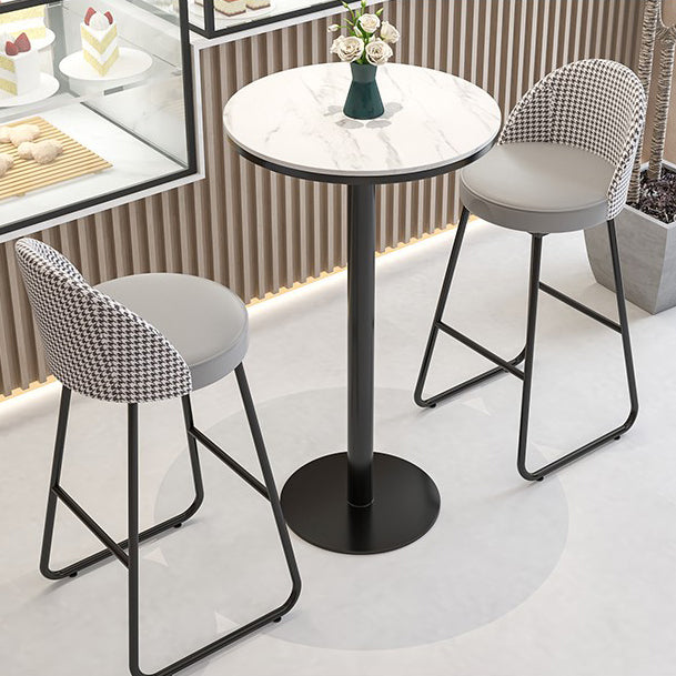 Industrial Round Bar Table Set 1/2/3 Pieces Stone Counter Table with Solid Back Stools Clearhalo 'Bar Furniture' 'furn' 'furn_home_bar_bar_sets' 'Furniture' 'Home Bars & Bar Sets' 'home_bar_bar_sets' 'Kitchen & Dining Furniture' 6105660
