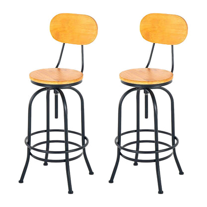 1/2/3 Pieces Industrial Style Round Bar Table Set Solid Wood Bistro Set Brown 31"H Stools (Set of 2) Clearhalo 'Bar Furniture' 'furn' 'furn_home_bar_bar_sets' 'Furniture' 'Home Bars & Bar Sets' 'home_bar_bar_sets' 'Kitchen & Dining Furniture' 6105694