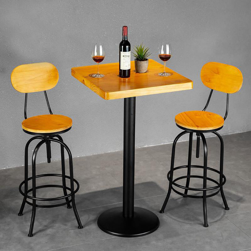 1/2/3 Pieces Industrial Style Round Bar Table Set Solid Wood Bistro Set 3 Pieces: Black Table, 2 Brown Stools Clearhalo 'Bar Furniture' 'furn' 'furn_home_bar_bar_sets' 'Furniture' 'Home Bars & Bar Sets' 'home_bar_bar_sets' 'Kitchen & Dining Furniture' 6105695