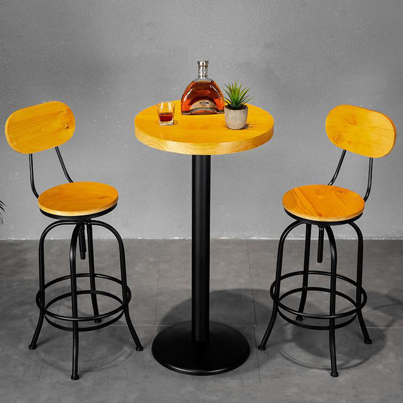 1/2/3 Pieces Industrial Style Round Bar Table Set Solid Wood Bistro Set Clearhalo 'Bar Furniture' 'furn' 'furn_home_bar_bar_sets' 'Furniture' 'Home Bars & Bar Sets' 'home_bar_bar_sets' 'Kitchen & Dining Furniture' 6105697