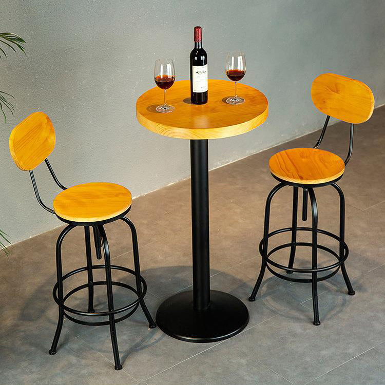 1/2/3 Pieces Industrial Style Round Bar Table Set Solid Wood Bistro Set Clearhalo 'Bar Furniture' 'furn' 'furn_home_bar_bar_sets' 'Furniture' 'Home Bars & Bar Sets' 'home_bar_bar_sets' 'Kitchen & Dining Furniture' 6105705