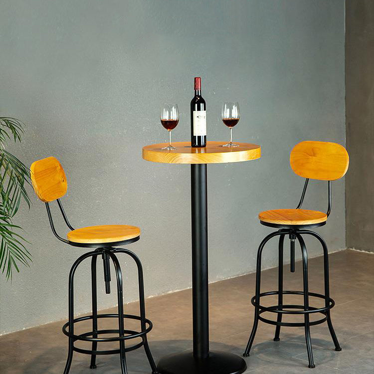 1/2/3 Pieces Industrial Style Round Bar Table Set Solid Wood Bistro Set Clearhalo 'Bar Furniture' 'furn' 'furn_home_bar_bar_sets' 'Furniture' 'Home Bars & Bar Sets' 'home_bar_bar_sets' 'Kitchen & Dining Furniture' 6105706