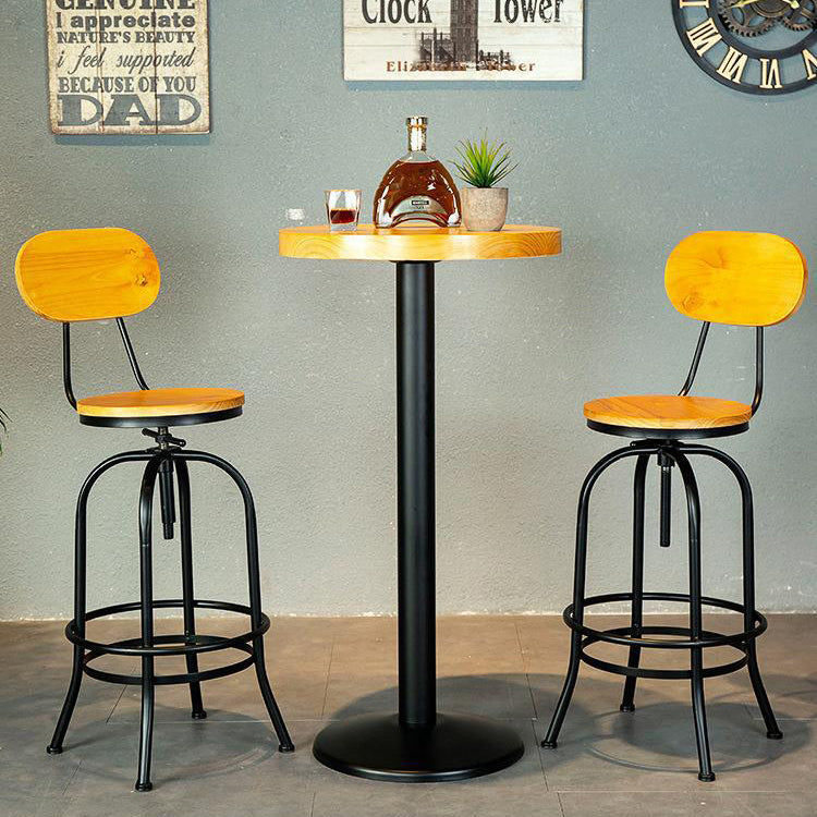 1/2/3 Pieces Industrial Style Round Bar Table Set Solid Wood Bistro Set Clearhalo 'Bar Furniture' 'furn' 'furn_home_bar_bar_sets' 'Furniture' 'Home Bars & Bar Sets' 'home_bar_bar_sets' 'Kitchen & Dining Furniture' 6105708