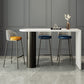 Modern Solid Wood Pub Table Set 1/3/4 Pieces Bar Table with Metal Stools 4 Pieces: 1 Table, 1 Yellow Stool, 2 Blue Stools Clearhalo 'Bar Furniture' 'furn' 'furn_home_bar_bar_sets' 'Furniture' 'Home Bars & Bar Sets' 'home_bar_bar_sets' 'Kitchen & Dining Furniture' 6105739