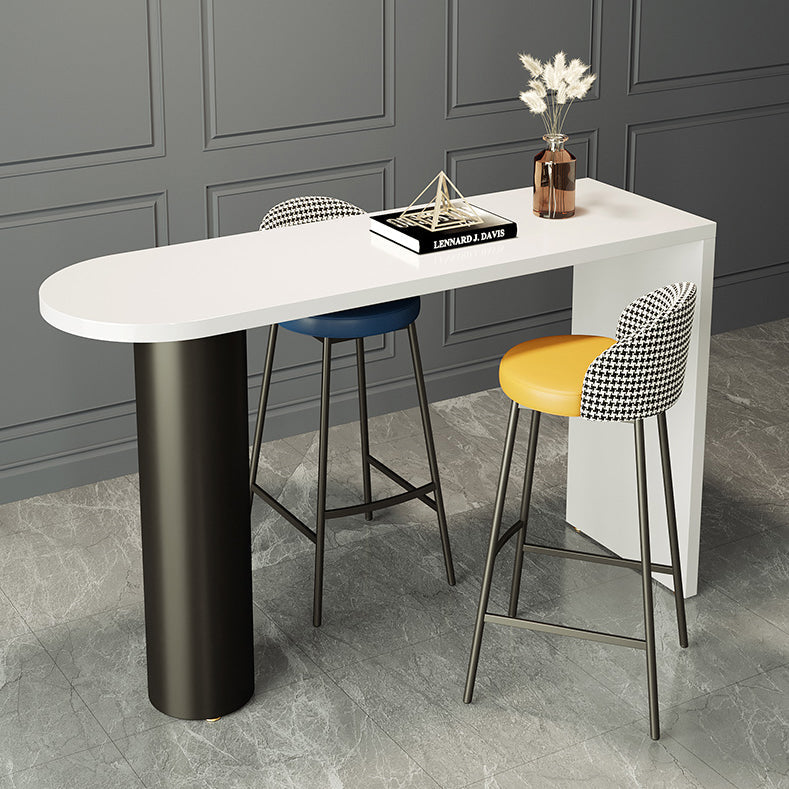 Modern Solid Wood Pub Table Set 1/3/4 Pieces Bar Table with Metal Stools 3 Pieces: 1 Table, 1 Yellow Stool, 1 Blue Stool Clearhalo 'Bar Furniture' 'furn' 'furn_home_bar_bar_sets' 'Furniture' 'Home Bars & Bar Sets' 'home_bar_bar_sets' 'Kitchen & Dining Furniture' 6105742