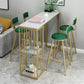 1/3/5 Pieces Bar Table Set Glam Rectangular Table and Stool Set 5 Pieces: Table, 4 Green Stools Clearhalo 'Bar Furniture' 'furn' 'furn_home_bar_bar_sets' 'Furniture' 'Home Bars & Bar Sets' 'home_bar_bar_sets' 'Kitchen & Dining Furniture' 6105758