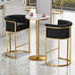 Modern Faux Marble Top Pub Table Set 1/3/5 Pieces White Bar Set with Upholstered Stools 3 Pieces: Table, 2 Black Stools Clearhalo 'Bar Furniture' 'furn' 'furn_home_bar_bar_sets' 'Furniture' 'Home Bars & Bar Sets' 'home_bar_bar_sets' 'Kitchen & Dining Furniture' 6105817