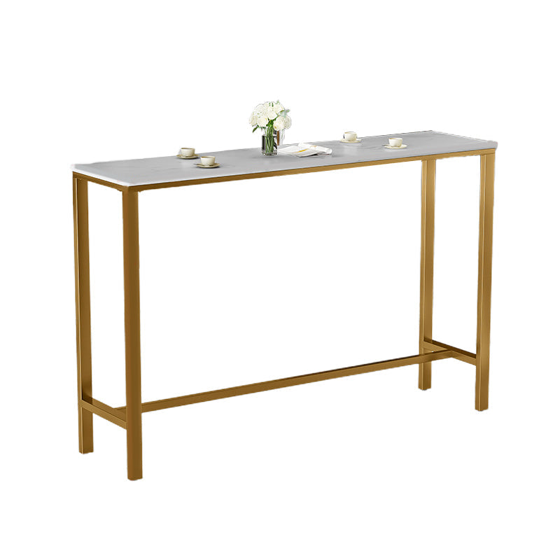 Modern Faux Marble Top Pub Table Set 1/3/5 Pieces White Bar Set with Upholstered Stools White 63"L x 16"W Clearhalo 'Bar Furniture' 'furn' 'furn_home_bar_bar_sets' 'Furniture' 'Home Bars & Bar Sets' 'home_bar_bar_sets' 'Kitchen & Dining Furniture' 6105818