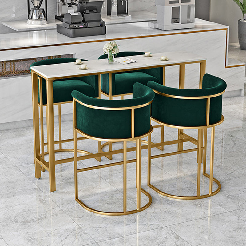 Modern Faux Marble Top Pub Table Set 1/3/5 Pieces White Bar Set with Upholstered Stools 5 Pieces: Table, 4 Green Stools Clearhalo 'Bar Furniture' 'furn' 'furn_home_bar_bar_sets' 'Furniture' 'Home Bars & Bar Sets' 'home_bar_bar_sets' 'Kitchen & Dining Furniture' 6105824