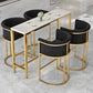Modern Faux Marble Top Pub Table Set 1/3/5 Pieces White Bar Set with Upholstered Stools 5 Pieces: Table, 4 Black Stools Clearhalo 'Bar Furniture' 'furn' 'furn_home_bar_bar_sets' 'Furniture' 'Home Bars & Bar Sets' 'home_bar_bar_sets' 'Kitchen & Dining Furniture' 6105826