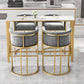 Modern Faux Marble Top Pub Table Set 1/3/5 Pieces White Bar Set with Upholstered Stools 5 Pieces: Table, 4 Gray Stools Clearhalo 'Bar Furniture' 'furn' 'furn_home_bar_bar_sets' 'Furniture' 'Home Bars & Bar Sets' 'home_bar_bar_sets' 'Kitchen & Dining Furniture' 6105827