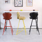 1/4-teiliger Bartisch mit Holzplatte und gepolsterten Hockern, industrielles rechteckiges Pub-Set
